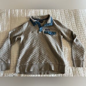 Patagonia Organic Cotton Quilted Snap-T Pullover Grey & light blue; Size S